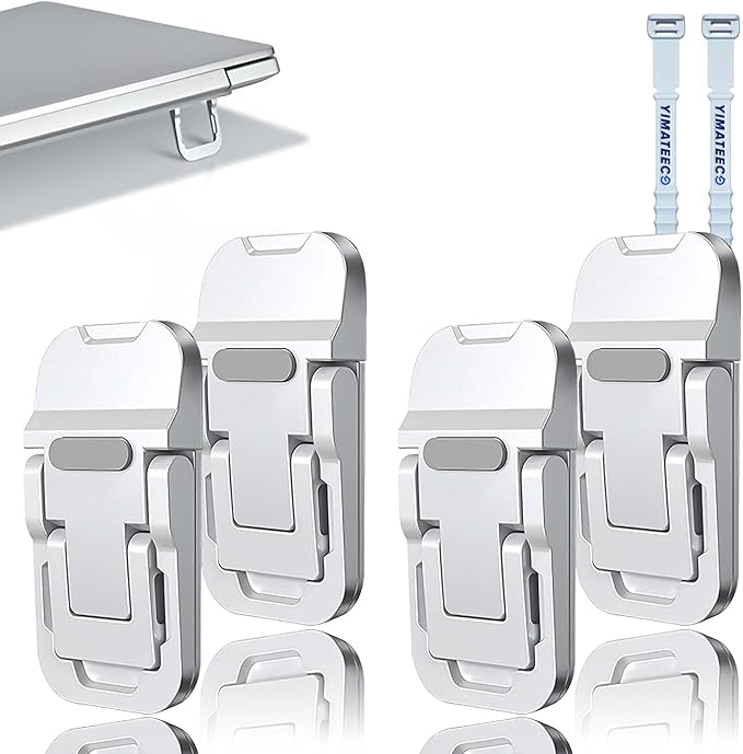 Mini Laptop Stand for Desk, 4pcs Portable Laptop Stands Self-Adhesive Invisible Keyboard Riser Adjustable Tilt, Zinc Alloy Lapto-p Feet Cooling Pad for MacBook, Tablet (4Pack, Silver)