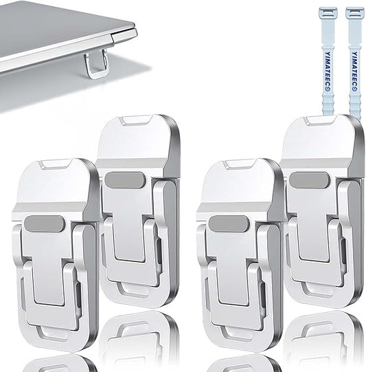 Mini Laptop Stand for Desk, 4pcs Portable Laptop Stands Self-Adhesive Invisible Keyboard Riser Adjustable Tilt, Zinc Alloy Lapto-p Feet Cooling Pad for MacBook, Tablet (4Pack, Silver)