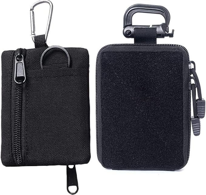 2pcs Compact Pocket Organizer Pouch Sets - Tactical Molle EDC Bags Medical Storage Pouch, Mini Size Belt Gear Organizer for Keychain Coin ID Card Holder Car Fob Waist Case Wallet Pack