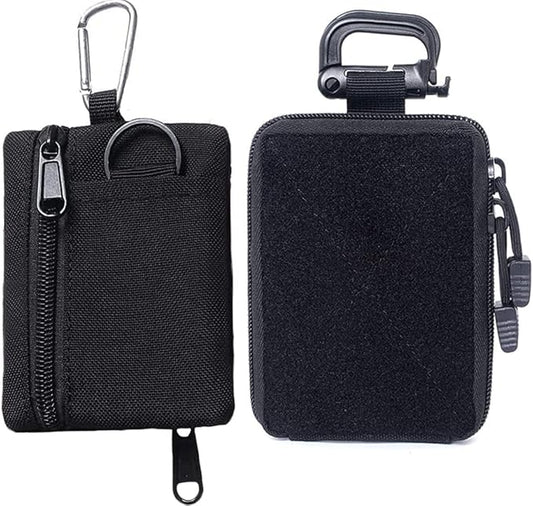 2pcs Compact Pocket Organizer Pouch Sets - Tactical Molle EDC Bags Medical Storage Pouch, Mini Size Belt Gear Organizer for Keychain Coin ID Card Holder Car Fob Waist Case Wallet Pack
