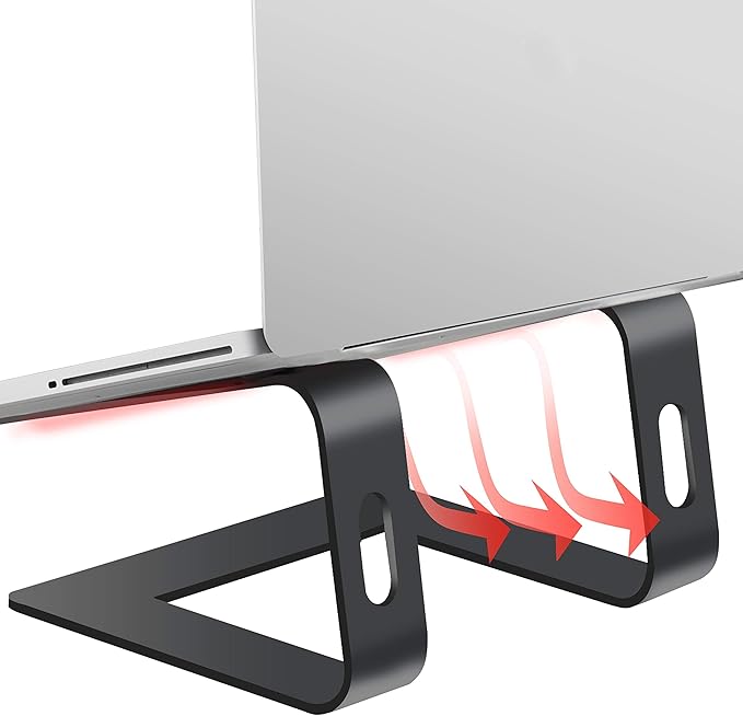 Orionstar Ergonomic Laptop Stand, Premium 5mm Aluminum Riser for 10-15.6 Inch Notebook Computer, Tool-Free Detachable Elevator Holder for Desk Office, Sturdy Riser for Eye-Level Neck Relief, Black