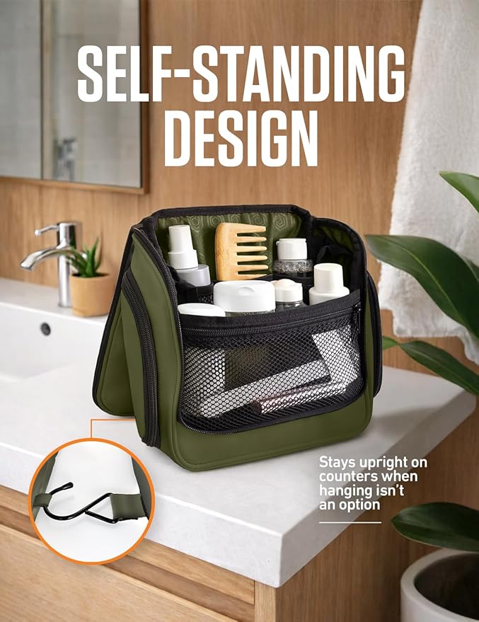 VENTURE 4TH Hanging Travel Toiletry Bag for Women & Men – Large Toiletry Organizer with 18 Compartments, Removable TSA Pouch, Travel Wash Bag for Toiletries, Makeup & Shaving Kit (Forest Green)