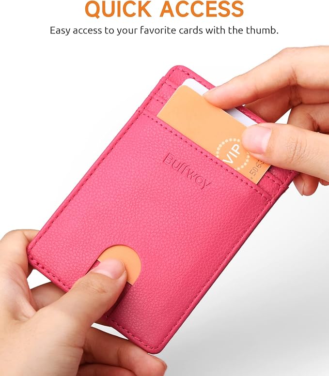 Buffway Mens Slim Wallet, Minimalist Thin Front Pocket Leather Credit Card Holder with RFID Blocking for Work Travel | Minimalist, Thin, Front Pocket, Credit Card Holder, RFID Blocking, for Work Travel