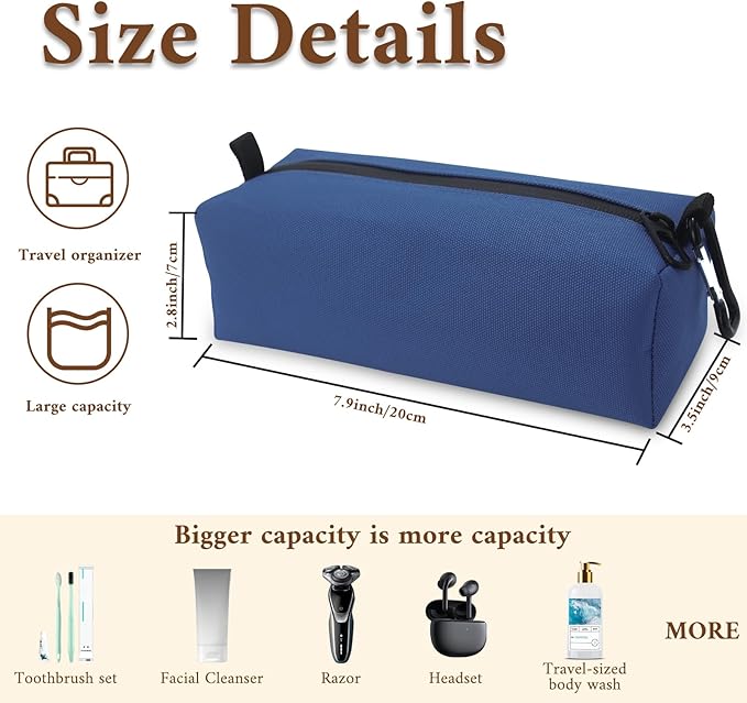 Small Toiletry Bag for Men, Travel Bag Waterproof and Foldable for Storage Mini Toiletry Bag Equipped With Carabiner for Easy Portability (dusty blue)