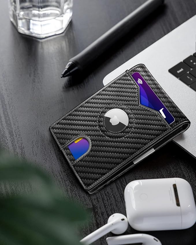 miyozi Airtag Wallet for Men,with Money Clip 11 Cards Slim Front Pocket Leather RFID Blocking Wallet with Gift Box