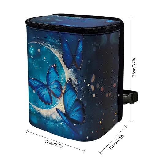 Skeleton Roses Pattern Car Trash Bin Collapsible Car Organizers and Storage for Front Seat Multipurpose Trash Bag Automotive Garbage Can Car Accessories Interior Car Organizer