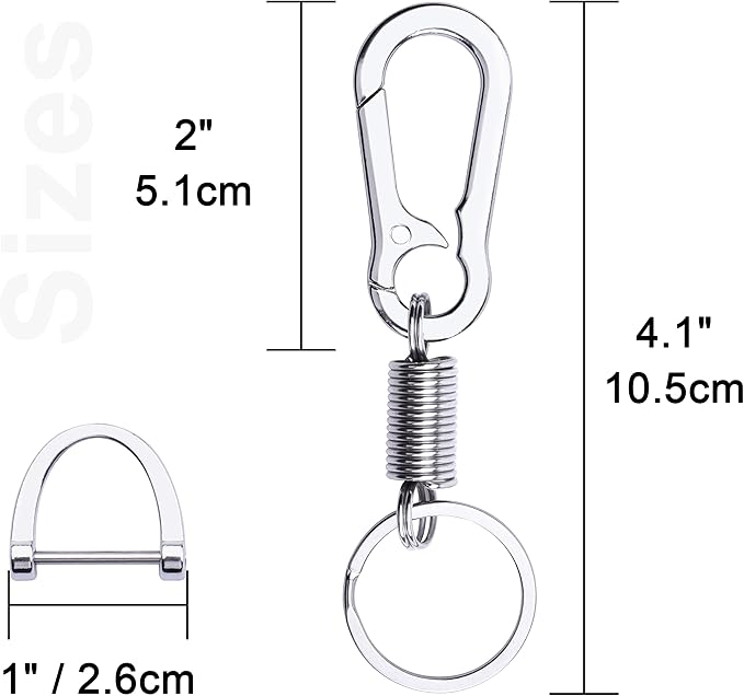 Wisdompro 2 Pack Keychain, Heavy Duty Zinc Alloy Key FOB Keychain Car Key Chain Holder with Anti-lost D-ring, Key Ring and Screwdriver for Men and Women - Black and Silver