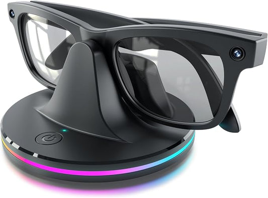 Charging Dock for Ray-Ban Meta Smart Glasses,Charging Station Compatible with Wayfarer, Skyler, Headliner & Oakley HSTN,Smart Glasses Accessories with LED Indicator,Ambient Lighting,Black