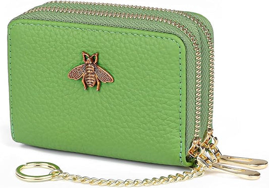 imeetu RFID Credit Card Holder, Small Leather Zipper Card Case Wallet for Women