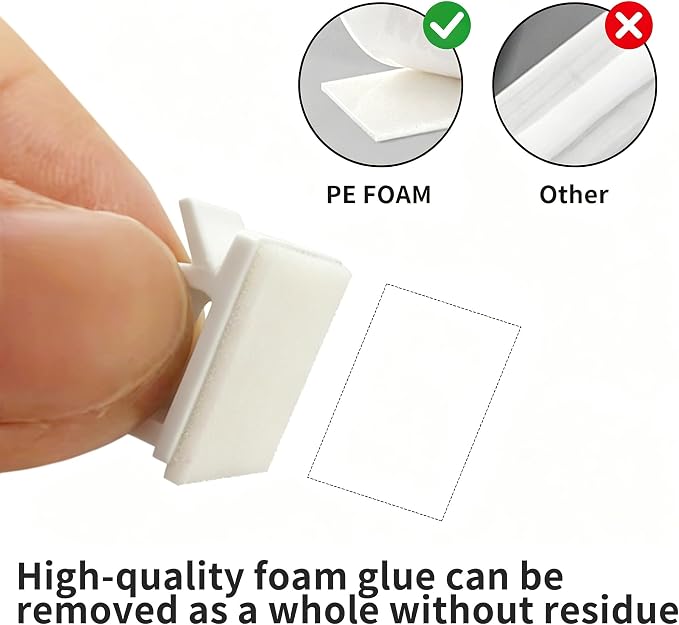 20 Pack Adhesive Cable Clips for Cord Management, Small Wire Holders for Desk Wall Car, Strong Sticky Cable Organizer for Phone Charger, USB, TV, Ethernet & More (20, White)