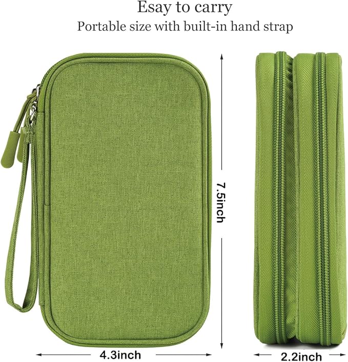 CAAORDKSO Electronic Organizer Travel Cable Accessories Bag, Case for Cable, Cord, Charger, Phone, Power Bank, Earphone (Grass Green, Medium)