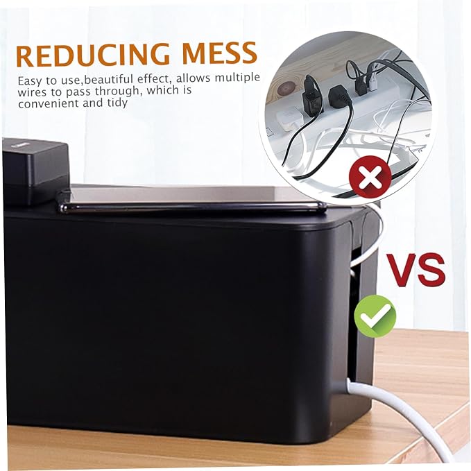 NUOBESTY 1pc Home Cable Organizer Box Opening Design Removable Cover and Smooth Corners for Cord Management Home Office and Hotel Settings