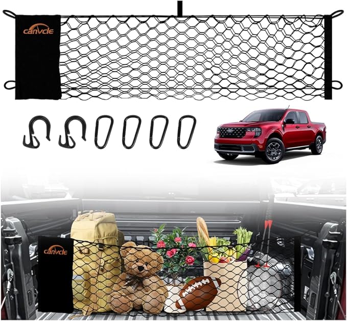 Truck Bed Cargo Net for Ford Maverick 2022-2026, Envelope Style Pickup Truck Bed Net for Maverick Accessories, Upgraded Trunk Cargo Net Storage Bag with Metal Carabiners
