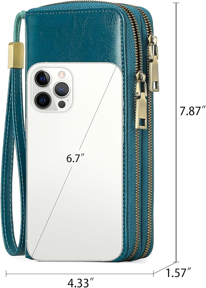 GAEKEAO Wallet for Women Clutch RFID Blocking Wristlet Leather Purse Large Capacity Credit Card Holder with Grip Hand Strap
