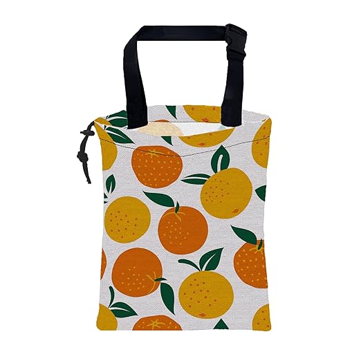 Car Garbage Bag Cartoon Oranges Fruits Hanging Canvas Car Trash Bag Waterproof Drawstring Car Back Seat Organizer for Car Back Front Seat Console with Adjustable Buckle