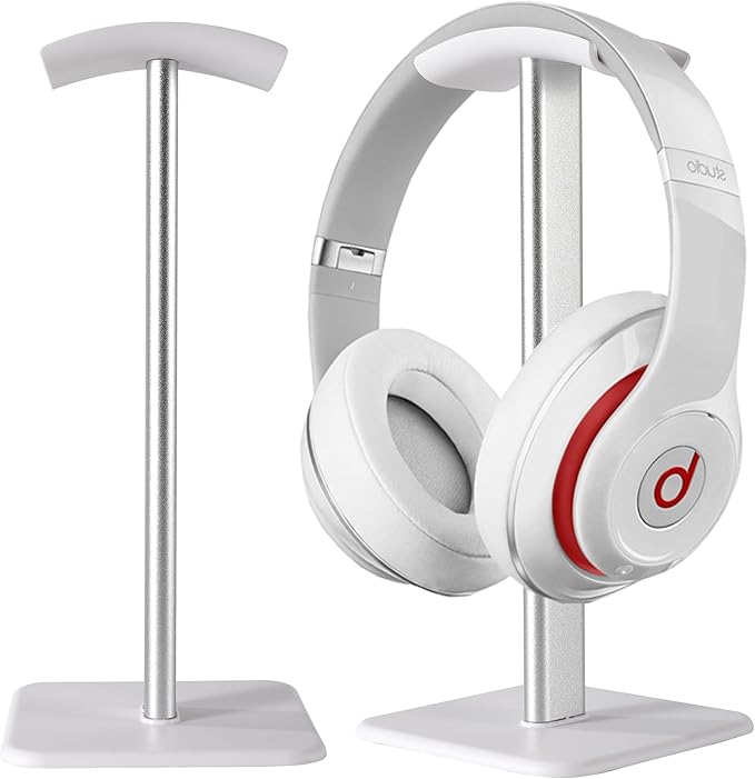Sleek Modern Headphone Stand for Desk - Easy Assembly & Disassembly - Exquisite Craftsmanship Headset Holder for All Type PC Wireless Gaming Headset (White)