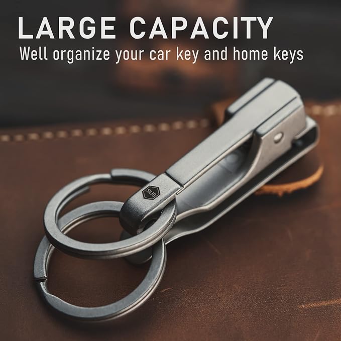 KeyUnity EDC Belt Keychain Clip Quick Release, Stainless Steel Duty Belt Key Ring Holder for Pants, Jeans, Trousers