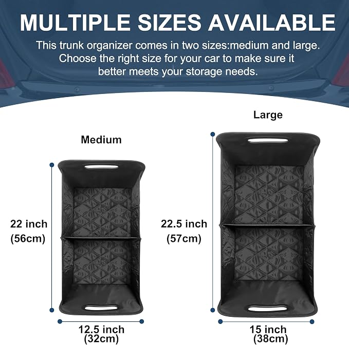 Deosk Minimalist Black Car Trunk Organizer, 50L, 6 Pockets, Foldable & Waterproof