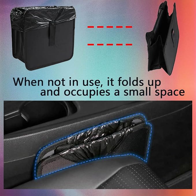 Car Trash Can, Oxford Cloth Foldable Car Trash Bin Hanging, 1.85 Gallon Capacity Garbage Bag Organizer, Leak-Proof Waterproof Auto Storage Container (Medium)