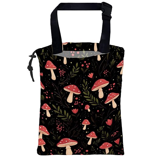 Car Gabage Bag Red Mushroom and Leaves Waterproof Car Trash Bag Hanging Leakproof Car Garbage Bag Washable Reusable Trash Bag For Car Interior Hanging Organizer Storage Vehicle Travelling Camping