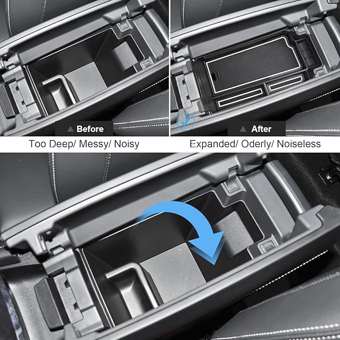 2021-2025 2026 Rogue Center Console Organizer for Nissan Rogue (S/SV/SL/Platinum/Rock Creek/Dark Armor), Durable ABS&Anti-Slip Rubber Console Tray Insert 2026 2025 Rogue Accessories (White)