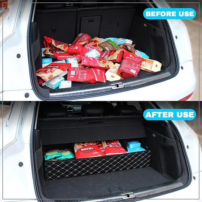 Car Trunk Organizer for Genesis Electrified G80 - Custom Fit,Large Space Outdoor Trunk Organizer with Leather,4-Layer Cover,All-Season Use For Genesis Electrified G80 2023-2025
