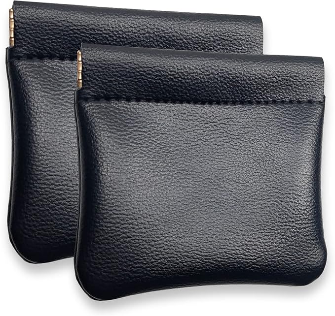 VOFOON [Upgrade] Leather Mini Squeeze Coin Purse, Small Jewelry Pouch Leather Travel Bag Coin Holder For Men/Women 2/4 Pack
