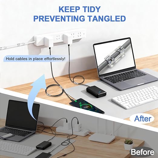 Adhesive Cable Wire Clips Clear (80 PCS) with Screw Holes - Strong Sticky or Screw-Mountable Cord Holders for Wall, Under Desk, Car, PC & Ethernet Cords, Indoor/Outdoor Christmas Lights Organizer