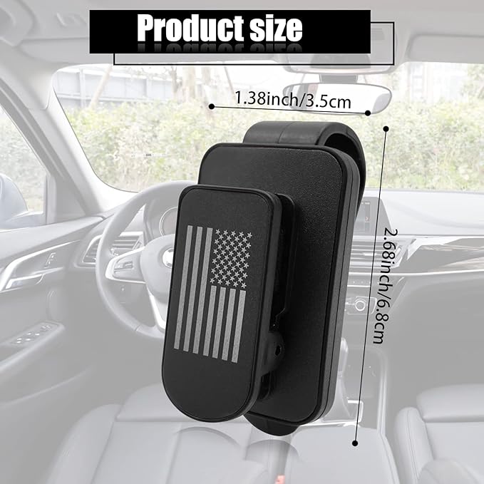Sunglass Holder for Car Visor, Multi-Function Ticket Card Clip Upgrade Metal Flag Personality Modeling for Car SUV Truck, American Flag Ticket Card Glasses Clip(Black)