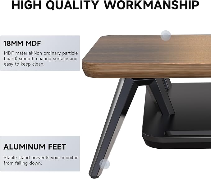Fenge Dual Monitor Stand, Monitor Stands Riser for 2 Monitors, 42.5 Inch Monitor Stands Shelf with 12 Color LED Light for Office Desk