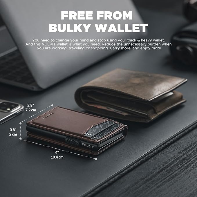 VULKIT Men's Slim Wallets Pop Up Card Holder RFID Blocking Metal Wallet Minimalist Design Holds Up to 11 Cards