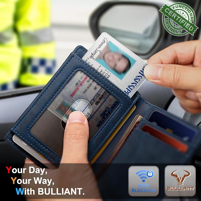 BULLIANT Slim Wallet For Men 12Cards,Magnetic Flip Build-in Money Clip Airtag Compatible-RFID Blocking