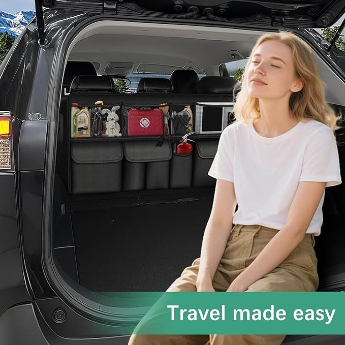 Hanging Car Trunk Organizer Fit For Honda CR-V Foldable Large Capacity 41.3x20 inch Backseat Trunk Organizers Storage, Car Accessories Interior, with Multi Pockets Black