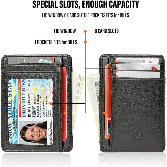 GH GOLD HORSE Slim RFID Blocking Card Holder Minimalist Leather Front Pocket Wallet for Women | Slim