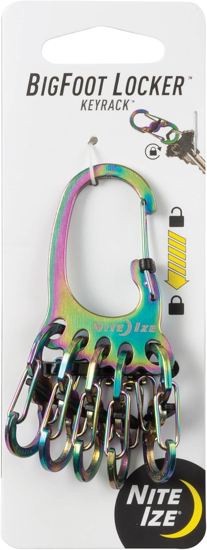 Nite Ize Bigfoot Locker KeyRack - Stainless Steel Holder for Car, House & Other Keys - Carabiner with S-Biners - Holds 15 Keys at Once - Hiking Gear & Essentials - Stainless