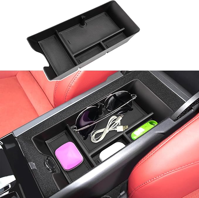 2025 2026 Camry Center Console Organizer for Toyota Camry (LE/SE/Nightshade/XLE/XSE), Durable ABS &Anti-Slip Rubber Console Tray Insert 2026 Camry Accessories