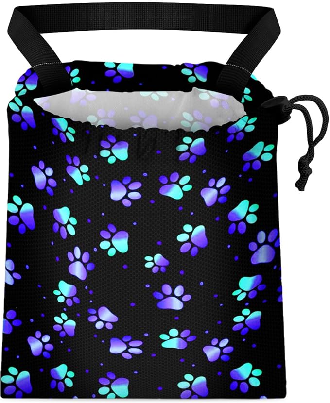Car Trash Bag Hanging Back of Seat Waterproof Small Cute Printed One-handed Strap Drawstring Garbage Bags for Car-Paw Print