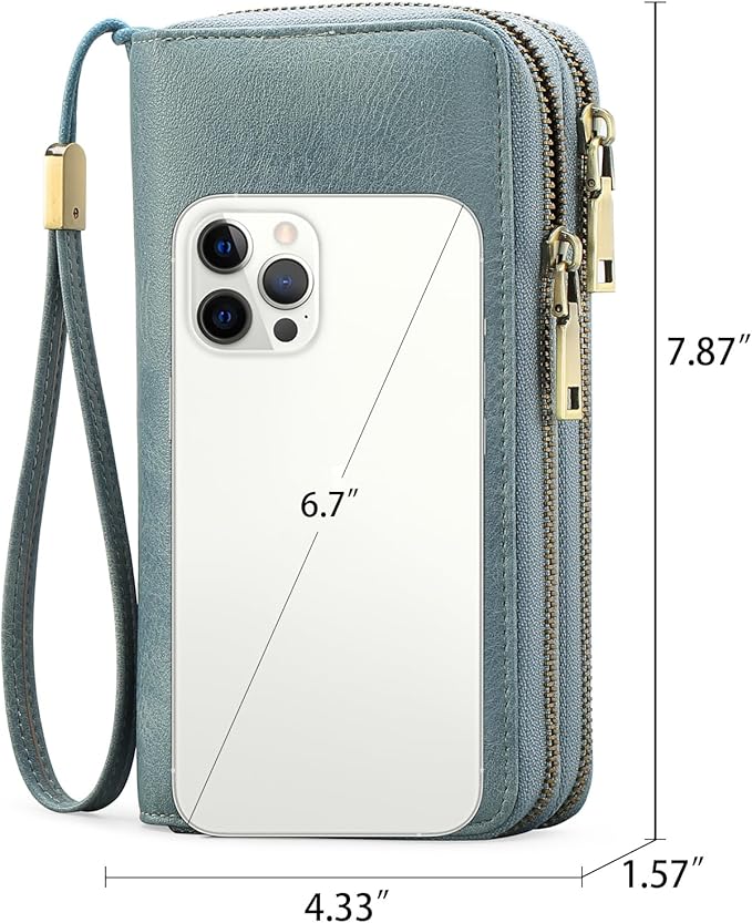 GAEKEAO Wallet for Women Clutch RFID Blocking Wristlet Leather Purse Large Capacity Credit Card Holder with Grip Hand Strap
