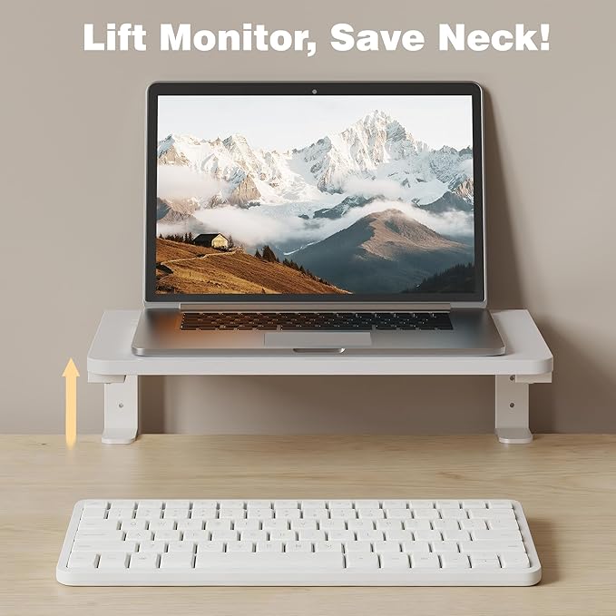 Desk Extender, 15-inch Clamp-On Desk Shelf, Height-Adjustable Desktop Shelf Organizer for Monitors Office and Gaming Accessories, Arm Support Table Extension, 44lbs Heavy Duty, White