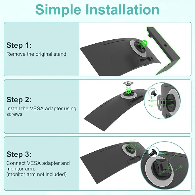 Monitor VESA Adapter Arm/Mount Compatible with Samsung 27??Odyssey G7 G6 Samsung 32??Odyssey G7 G6 Mount for G75T G75NB G65B LC32G75TQSNXZA Curved Monitor with Pen Holder and Cable Ties