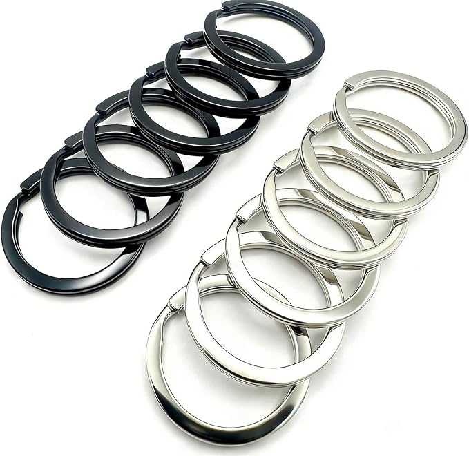 12 Pcs Metal Key Rings for Men Women,25 mm/1 Inch Flat O-Ring Keychain Rings Key Holder Round Split Keyrings Key Chain Clips,Key Carabiner Key Organizer for Home Office Car Keys(6 Silver,6 Black)