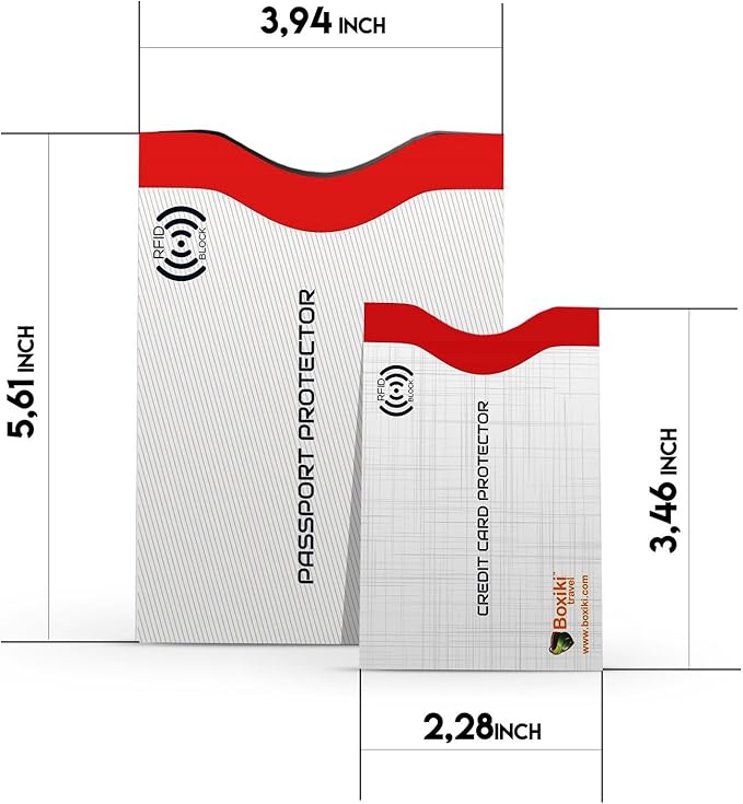 Boxiki Travel Set of 15 RFID, Set with Color Coding | Identity Theft Prevention RFID Blocking Envelopes and Passport Covers (White Collection)