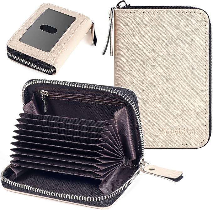 EcoVision Credit Card Holder RFID Card Case Wallet, Small Accordion Zipper Card Case Holder, Card Organizer Case for Women Men
