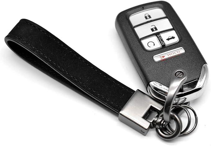 MECHCOS Car Key Fob Keychains Genuine Leather Keys Chain Holder for Men and Women with D-Ring, Screwdriver, Key Rings and 360 Degree Rotatable Swivel, Black