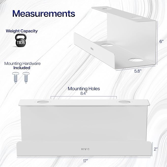 VIVO Under Desk 17 inch Extra Deep Cable Management Trays, Power Strip Holders, Cord Organizers, Wire Tamers for Office and Home, White, 2 Pack, DESK-AC16-2CW