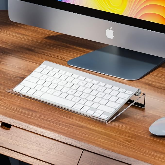 Small Computer Keyboard Stand, 11.8 x 5.1 Inch- Keyboard Tray for 78 Keys Keyboard, Acrylic Keyboard Riser Lift for Desk, keyboard Holder for Mini Computer Keyboard & Apple Magic Keyboard -Clear