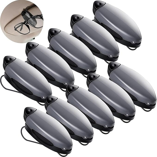 Frienda 10 Pieces Auto Car Vehicle Sun Visor Clip Holder for Sunglasses Glasses Holder Hanger Eyeglasses Mount Ticket Card Clip Car Accessories(Gray)
