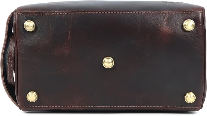 Toiletry Bag | Leather Dopp Kit for Men & Women – Travel Organizer with Multiple Compartments, Water-Resistant, Durable & Stylish | Grooming Essentials, Shaving & Makeup Pouch (Brown)