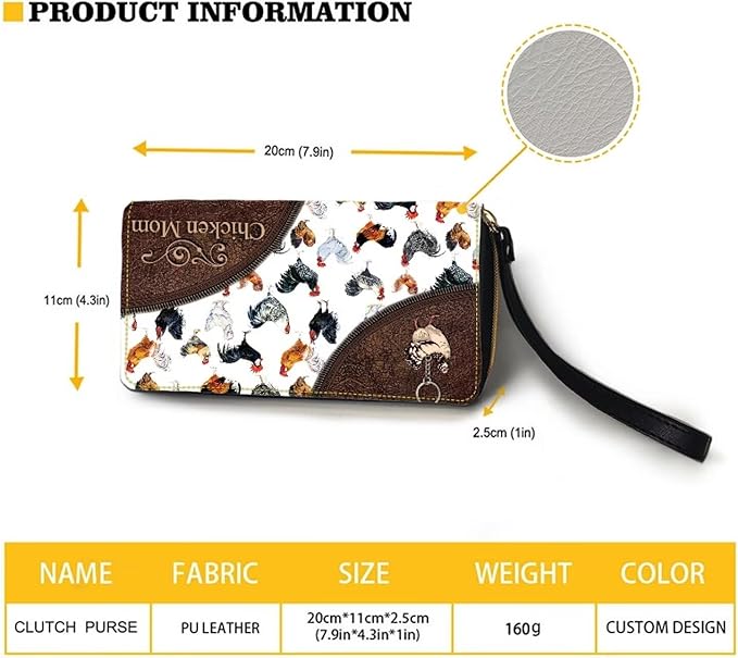 Bulopur Personalized Wristlet Wallet for Women with Name Rifd Chicken Long Wallet PU Leather Clutch Purse Zipper Large Capacity Coin Cash Holder Customized Gifts for Mom Girlfriend