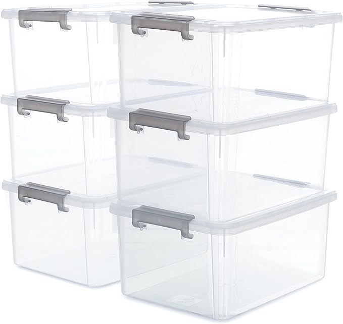ITYLIFE CITYLIFE 6 Packs 17 QT Plastic Storage Bins with Lids Large Stackable Storage Containers for Organizing Clear Storage Box for Garage, Closet, Classroom, Kitchen